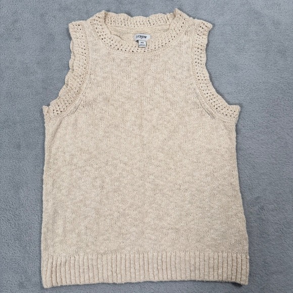 J.Crew Sweaters - J.Crew Knit Sleeveless Shirt Women XS Ivory Beige Cotton Blend Sweater Shell Top